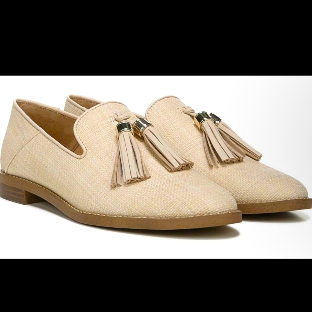 FRANCO SARTO Womens Franco Hadden 2 Slip on Tassel Loafer Oat Raffia Sz 9.5